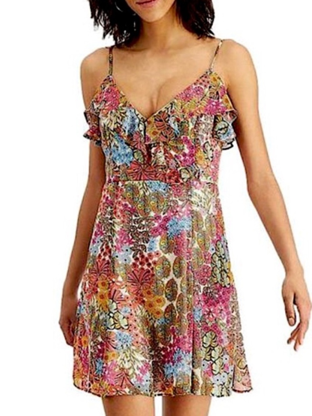 Bar III Spring/Summer Floral Fit and Flare Spaghetti Strap Dress Multi Sizes NWT